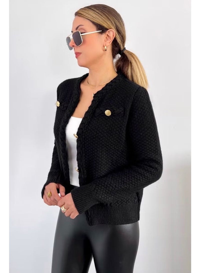 Ritnice Women's Paris Black Hair Knit Detail Knitwear Cardigan / Jacket - Image 1